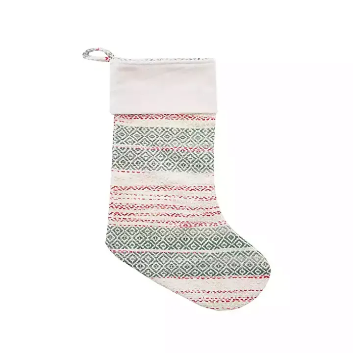 Green & Red Patterned Stripe I Stocking