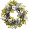 Green and Gray Ribbon Harvest Mix Wreath