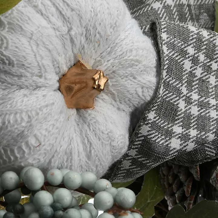 Green and Gray Ribbon Harvest Mix Wreath