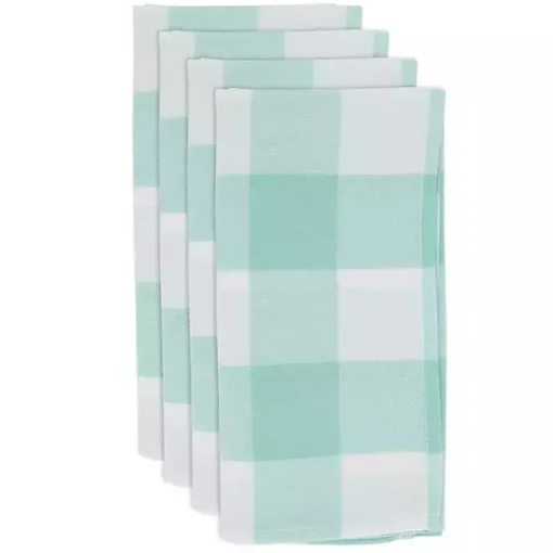 Green and White Buffalo Plaid Napkins, Set of 4