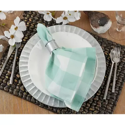 Green and White Buffalo Plaid Napkins, Set of 4