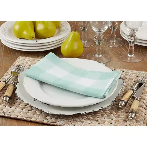 Green and White Buffalo Plaid Napkins, Set of 4