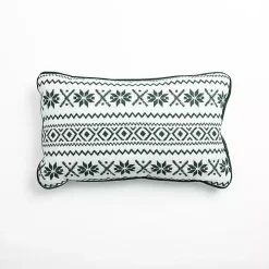 Green and White Fair Isle Christmas Pillow