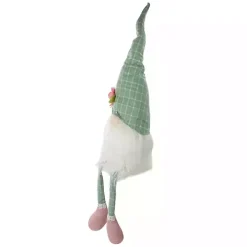 Green and White Plaid Gnome Shelf Sitter