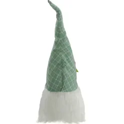 Green and White Plaid Gnome Shelf Sitter
