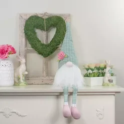 Green and White Plaid Gnome Shelf Sitter