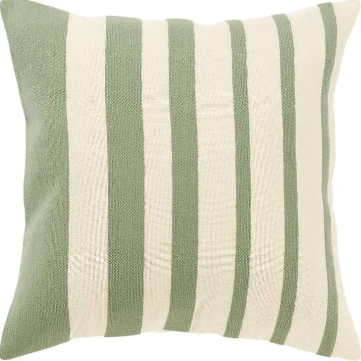 Green Asymmetrical Linear Throw Pillow