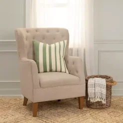 Green Asymmetrical Linear Throw Pillow