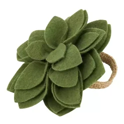 Green Blossom Napkin Rings, Set of 4
