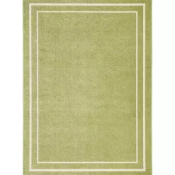 Green Bordered Indoor/Outdoor Area Rug, 6x9