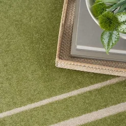 Green Bordered Indoor/Outdoor Area Rug, 6x9