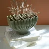 Green Ceramic Wavy Folds Vase