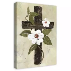 Green Easter Cross Canvas Art Print