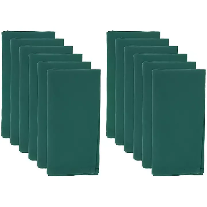 Green Everyday Polyester Cloth Napkins, Set of 12