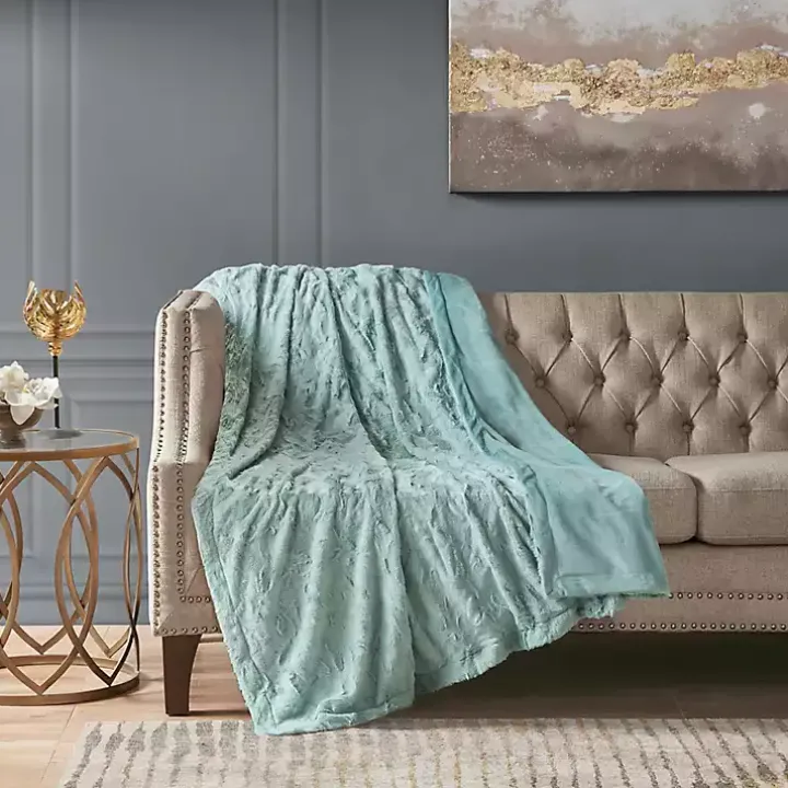 Green Faux Fur Oversized Throw