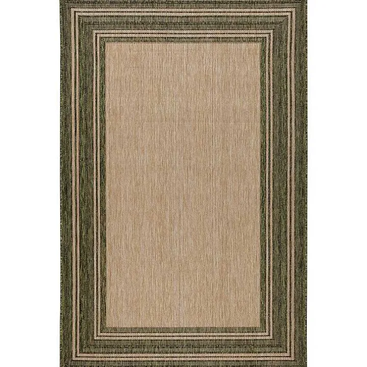 Green Framed Border Outdoor Area Rug, 4x7