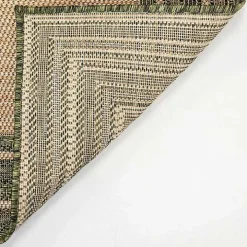 Green Framed Border Outdoor Area Rug, 4x7