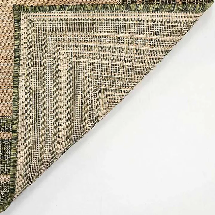 Green Framed Border Outdoor Area Rug, 4x7