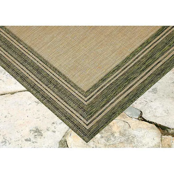 Green Framed Border Outdoor Area Rug, 4x7
