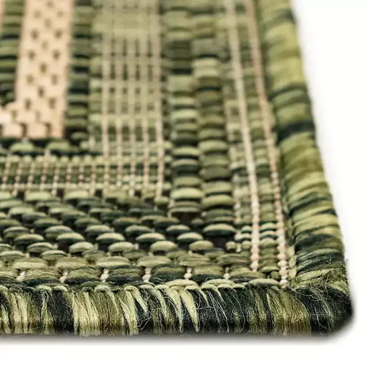 Green Framed Border Outdoor Area Rug, 4x7