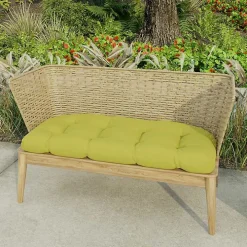 Green French Edge Outdoor Wicker Settee Cushion