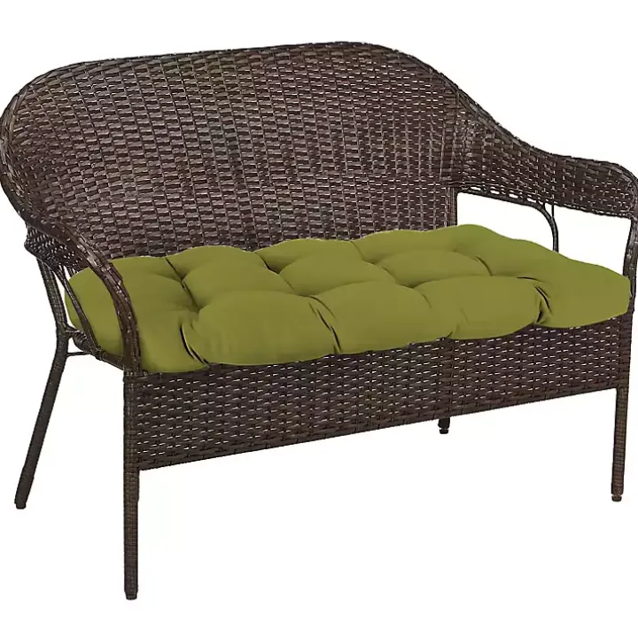 Green French Edge Outdoor Wicker Settee Cushion