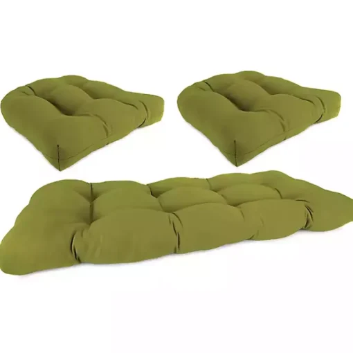 Green French Edge 3-pc. Outdoor Wicker Cushion Set