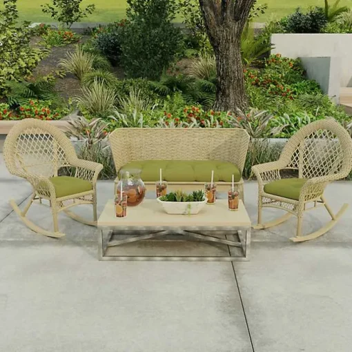 Green French Edge 3-pc. Outdoor Wicker Cushion Set