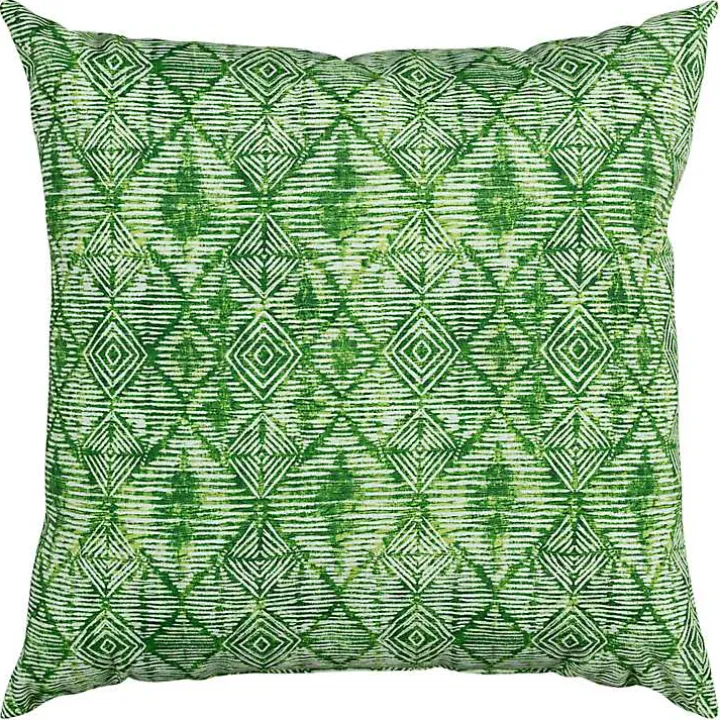 Green Geometric Diamonds Outdoor Pillow, 22 in.