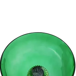 Green Glass Vase with Gold Pedestal Base, 12 in.