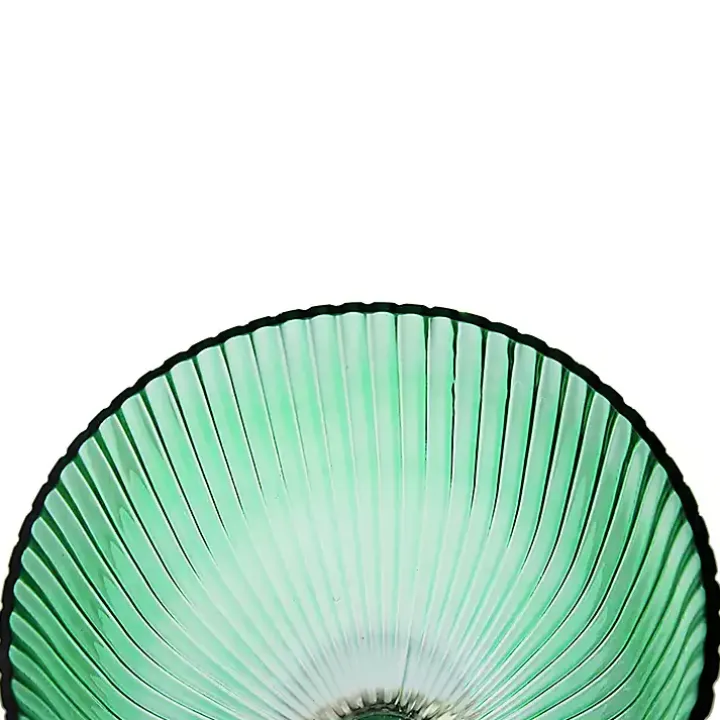 Green Glass Vase with Gold Pedestal Base, 16 in.