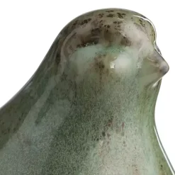 Green Glazed Ceramic Bird Figurines, Set of 3