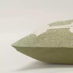 Green Heathered Embroidered Diamond Throw Pillow