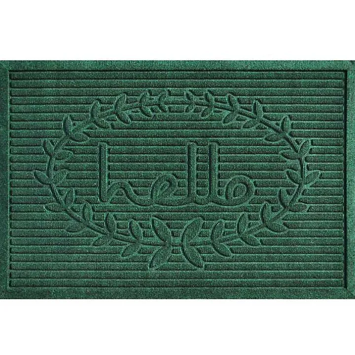 Green Hello Ribbed Durable Doormat
