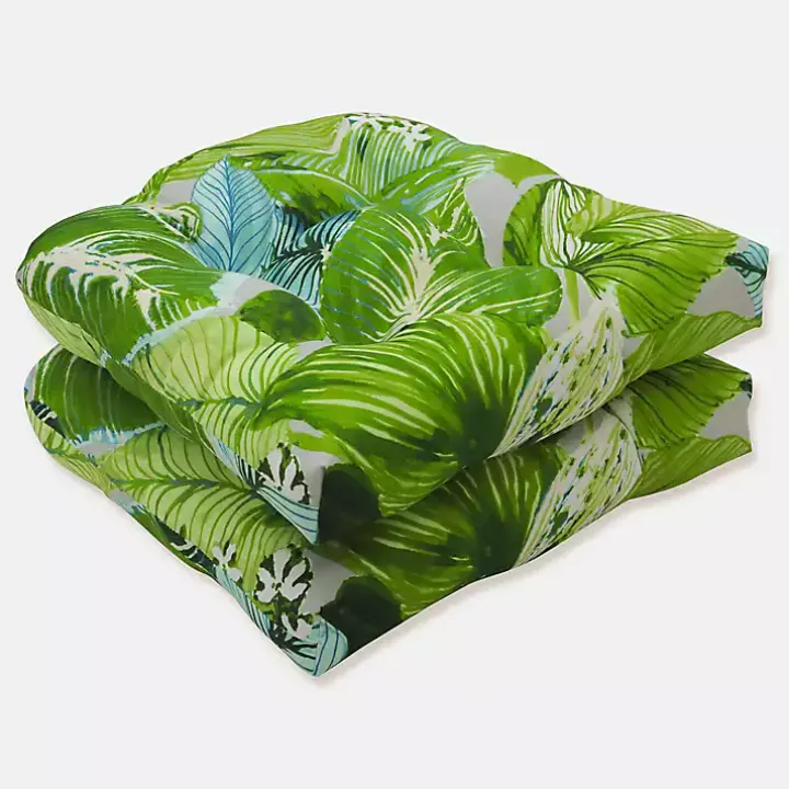 Green Jungle Outdoor Seat Cushions, Set of 2