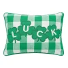 Green Luck Clovers Plaid Pillow