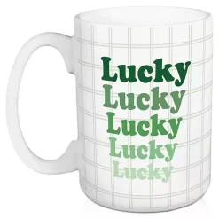 Green Lucky Plaid Mugs, Set of 2