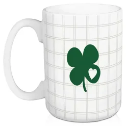 Green Lucky Plaid Mugs, Set of 2