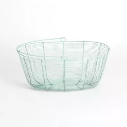 Green Metal Wire Basket with Handle