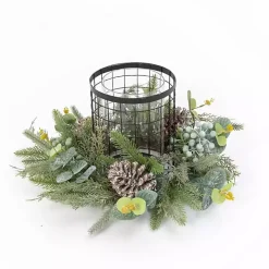 Green Pineberry Window Pane Candle Centerpiece