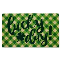 Green Plaid Lucky Day Doormat
