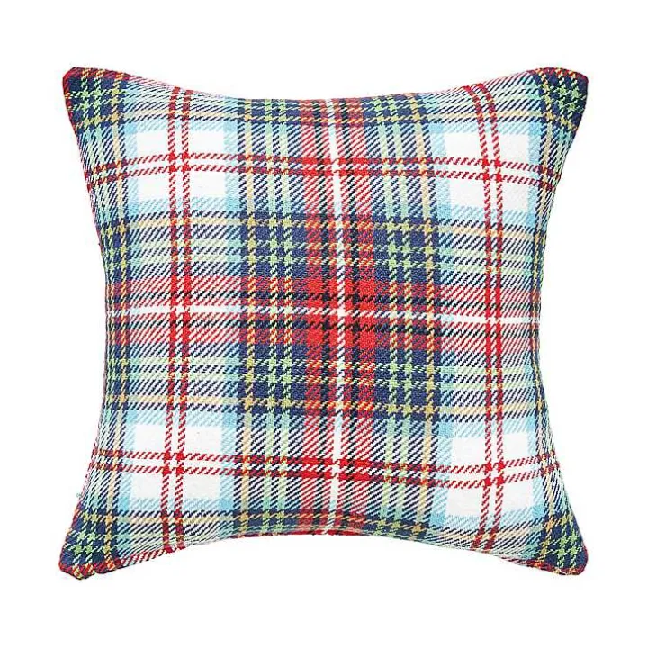 Green Red Blue Morris Plaid Christmas Throw Pillow
