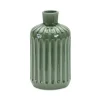 Green Ribbed Terracotta Vase, 9 in.