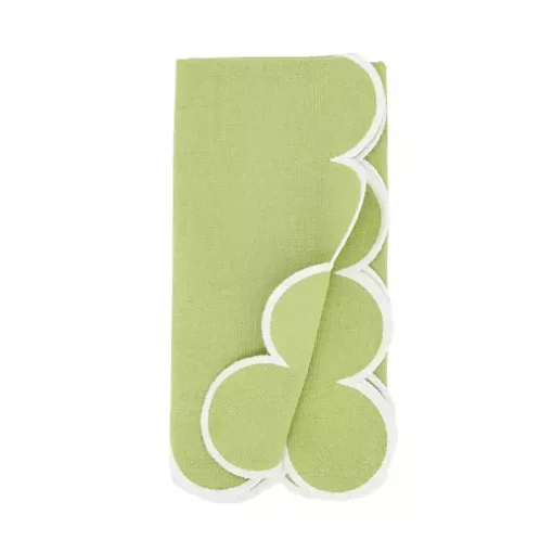 Green Scalloped Edge Napkins, Set of 4