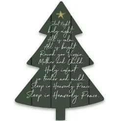 Green Silent Night Christmas Tree Wall Plaque