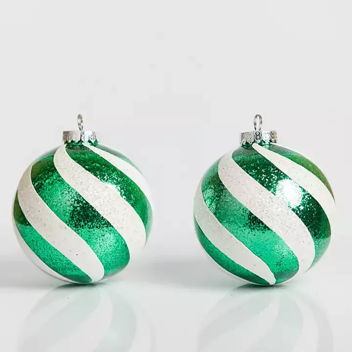 Green Swirl 6 in. Tree Ornaments, Set of 2