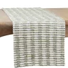 Green Tea Woven Stripe Table Runner, 90 in.