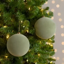 Green Velvet Ball 2-pc. Ornament Set, 6 in.