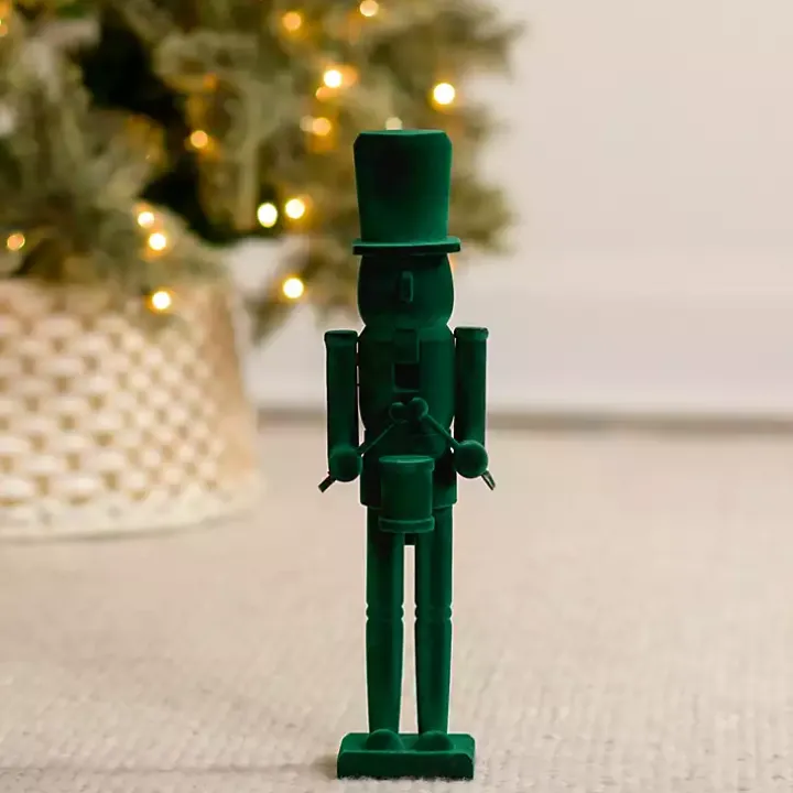 Green Velvet Nutcracker Tabletop Statue