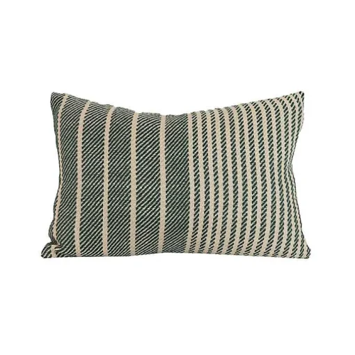 Green Woven Stripe Indoor/Outdoor Pillow
